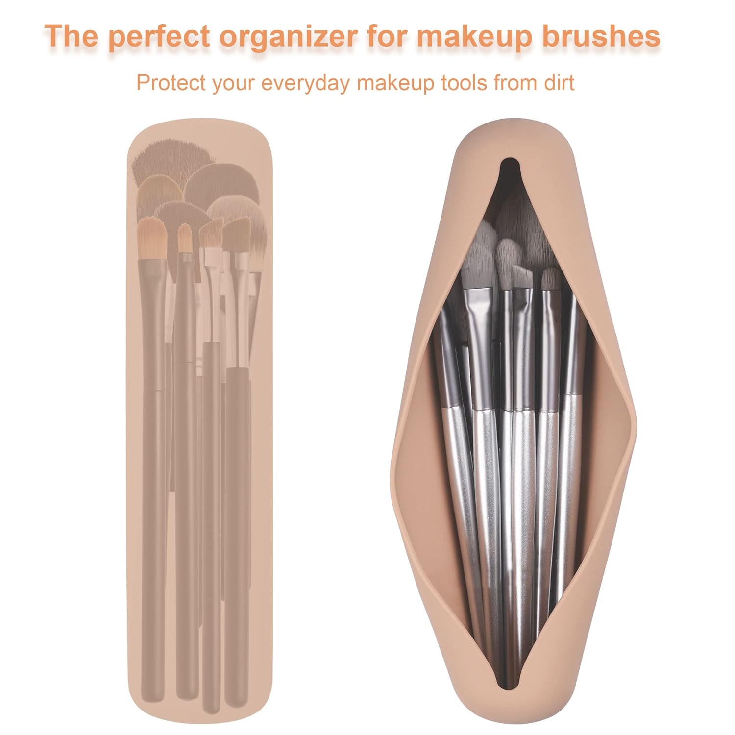 FERYES Travel Makeup Sponge Brush Holder, Soft Silicone Beauty Make Up Brush Blender Case Organizer for Travel - Image 6
